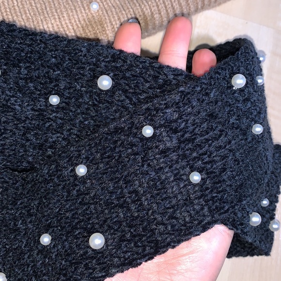 LA EXPRESS Pearl Pom Toque & Chenille Criss-Cross Head Band Ear Warmer - Picture 3 of 6